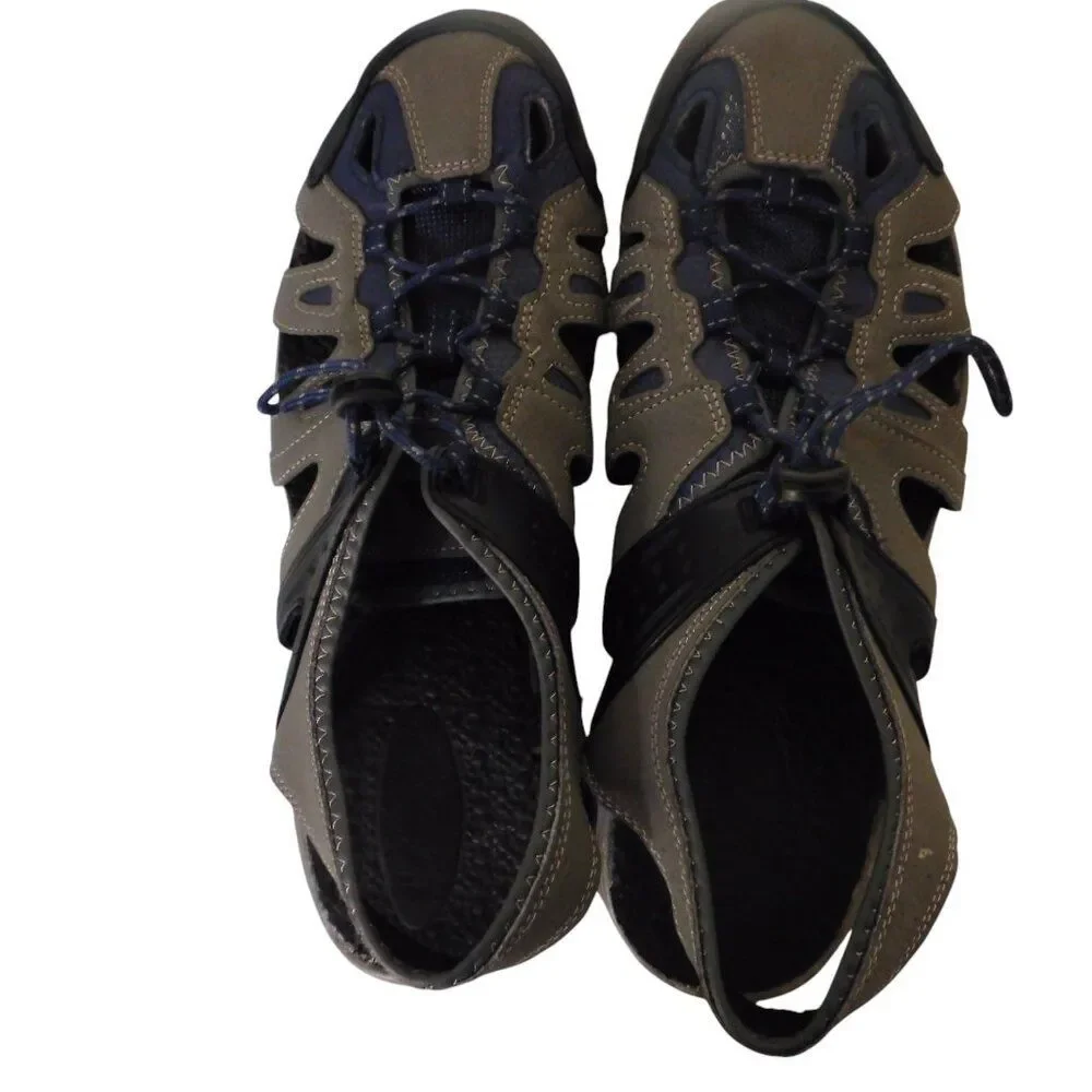 Ozark Trail Fisherman‎ Sandals Men Size 12 Gray Closed Toe Bungee Tie